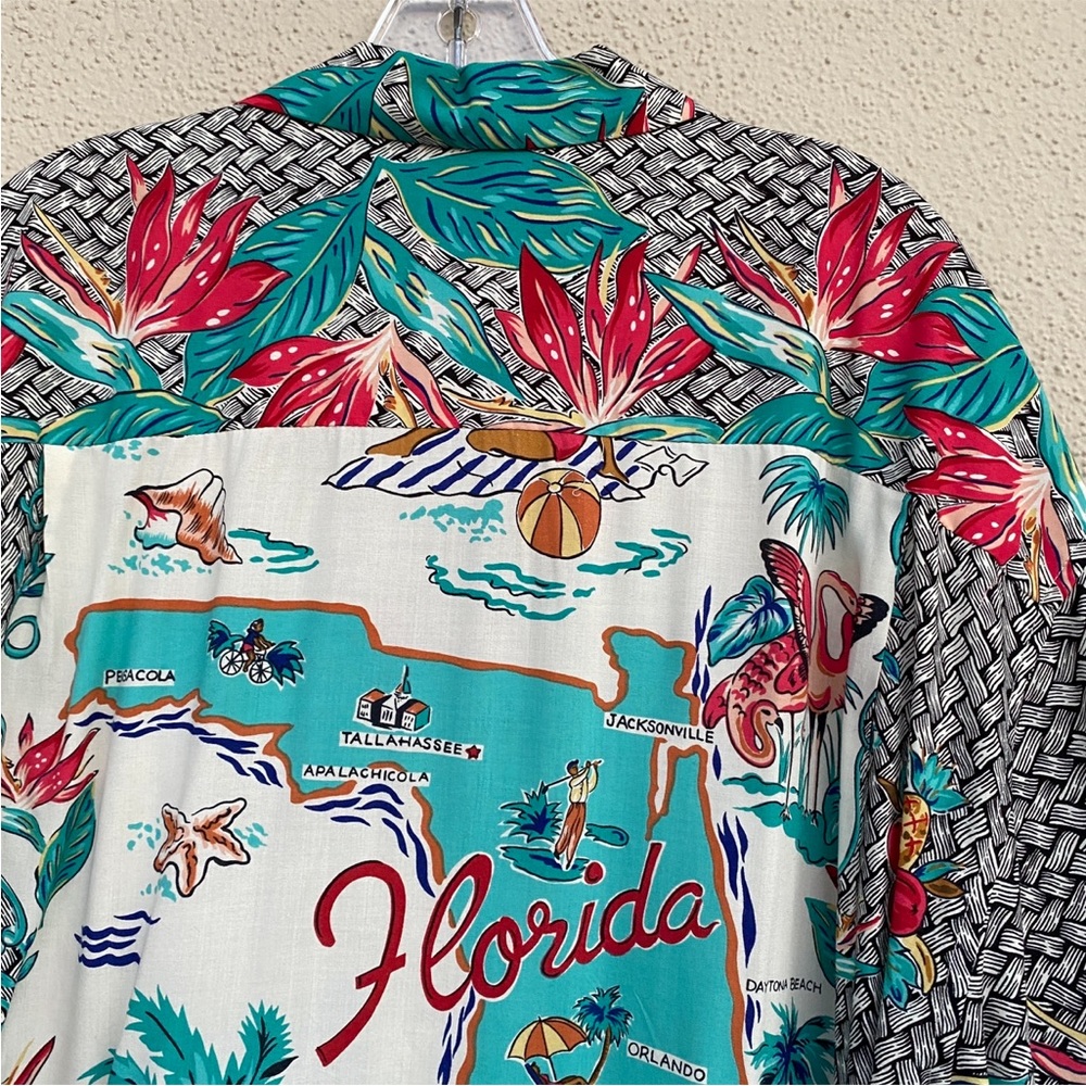 REYN Spooner vintage Hawaiian shirt FLORIDA STATE MAP tropical mens XL beach - Picture 10 of 11
